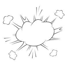 Comic action bubble on white background vector illustration. Exclamation or explosion speech bubble.