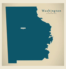 Modern Map - Washington Alabama county USA illustration
