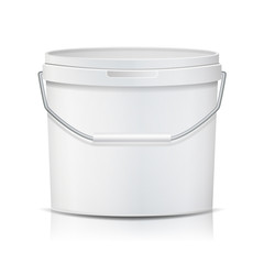 White Bucket Vector. Blank Plastic Tub Bucket. Container For Ice Cream Or Dessert. Isolated Illustration