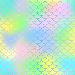 Magic mermaid tail background. Colorful seamless pattern with fish scale net.