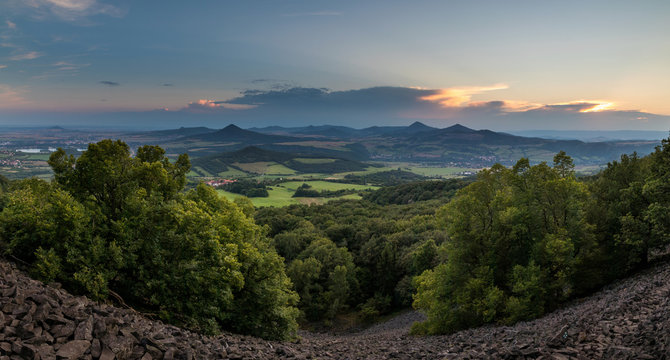 Fototapeta Aerial view of Czech middle mountains