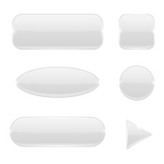 White glass buttons. Collection of web icons