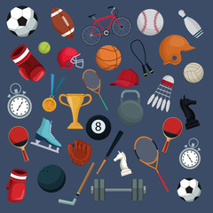 color background with set collection elements sport