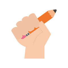 hand human with pencil school vector illustration design