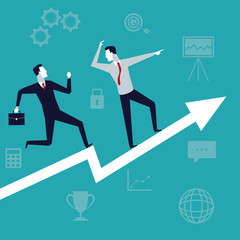 color background with executive men business growth vector illustration