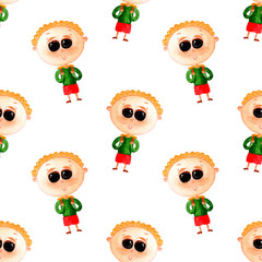 Seamless pattern with schoolboys
