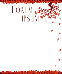Autumn background letterhead. Vector eps10 file. Leaves falling from a autumn tree hanging, space for text.