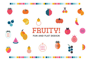 Fototapeta na wymiar Fruity! Vectored Fruits Objects Collection, Organic Fruits Icon Set
