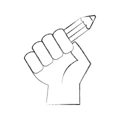 hand human with pencil school vector illustration design