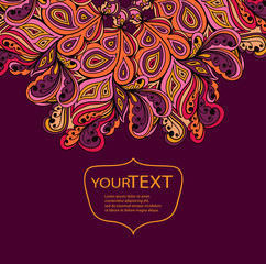 Vintage invitation card with lace ornament, template frame design. Vector eps10 illustration