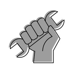 hand human with wrench tool vector illustration design
