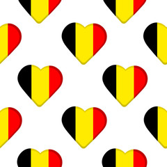 Seamless pattern from the hearts  with Belgium flag.