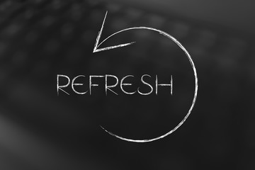 refresh symbol with text and arrow