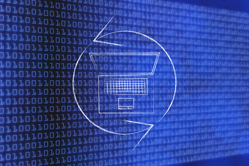 laptop with spinning reloading arrows symbol