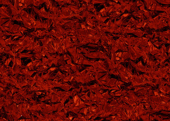 Frozen Ice Seamless Tileable Texture. Shiny leaf metal foil background. Bright brilliant festive glossy metallic look textured backdrop. Red crumpled foil red  square uneven background.
