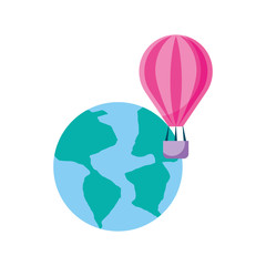 world planet earth with balloon air vector illustration design