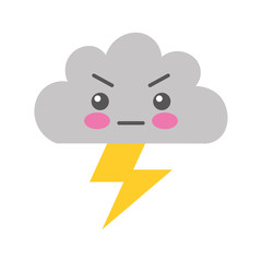 Beautiful fantasy cloud with ray storm electric kawaii character vector illustration design