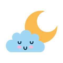 Beautiful fantasy cloud with moon kawaii character vector illustration design