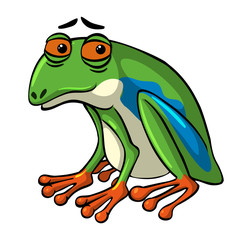 Green frog with sad face