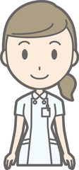 Illustration of a nurse wearing a white suit facing forward
