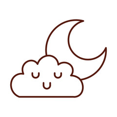 Beautiful fantasy cloud with moon kawaii character vector illustration design