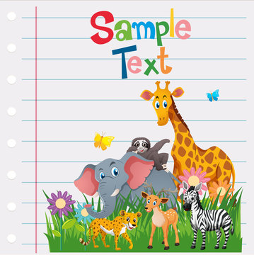 Paper template with wild animals