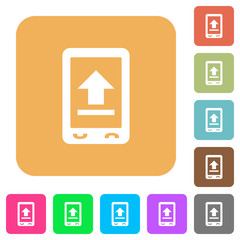 Mobile upload rounded square flat icons