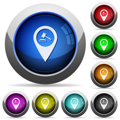 Court house GPS map location round glossy buttons
