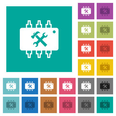 Hardware maintenance square flat multi colored icons