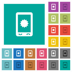 Mobile warranty square flat multi colored icons