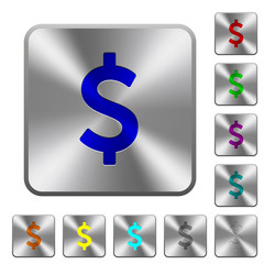 Dollar sign rounded square steel buttons