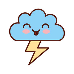 Beautiful fantasy cloud with ray storm electric kawaii character vector illustration design