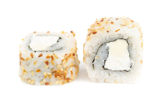 Sushi Rolls with Cream Cheese isolated