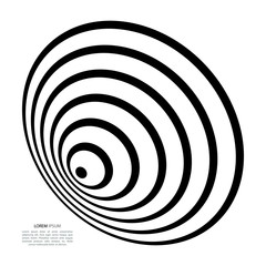 Whirlpool, black hole, radial lines with rotating distortion. Abstract spiral, vortex shape, element