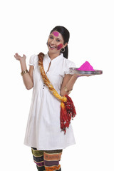 Portrait of a WOMEN with holi colour