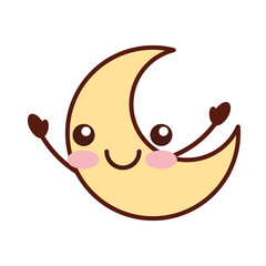 cute moon kawaii character vector illustration design