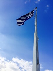Greek flag in Acropolis (Athens, Greece)