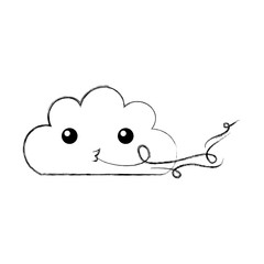 Beautiful fantasy cloud with wind kawaii character vector illustration design