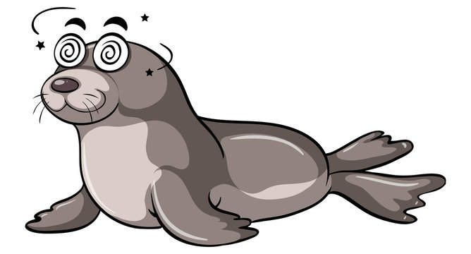 Seal with dizzy face