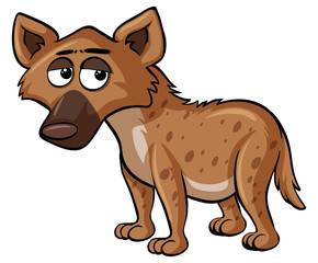 Sad hyena on white background