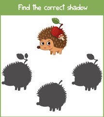 Find differences education game for children, hedgehog in the nature. Vector illustration.