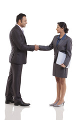 Business executives shaking hands 