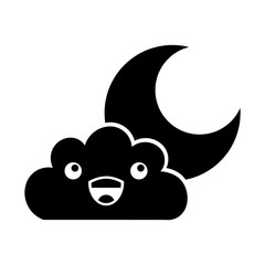 Beautiful fantasy cloud with moon kawaii character vector illustration design