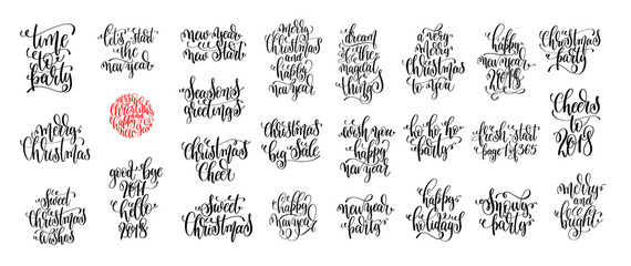 set of 25 hand lettering christmas quotes design