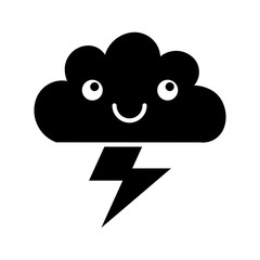 Beautiful fantasy cloud with ray storm electric kawaii character vector illustration design