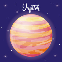 jupiter planet icon over galaxy background colorful design vector illustration