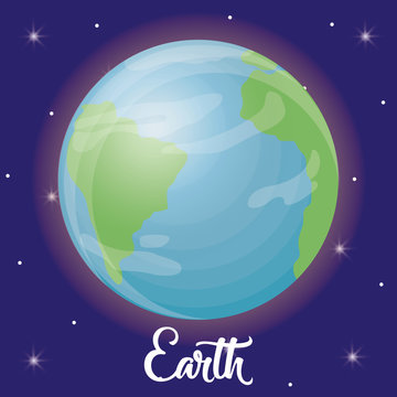 earth planet icon over galaxy background colorful design vector illustration