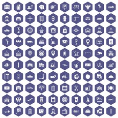 Fototapeta na wymiar 100 loader icons hexagon purple