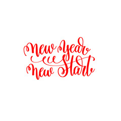 new year new start - red hand lettering motivation inscription t