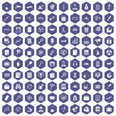 Fototapeta na wymiar 100 magnifier icons hexagon purple